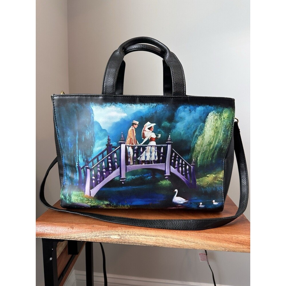 Disney Parks Mary Poppins Jolly Holiday Watercolor Tote Bag Crossbody Purse GUC